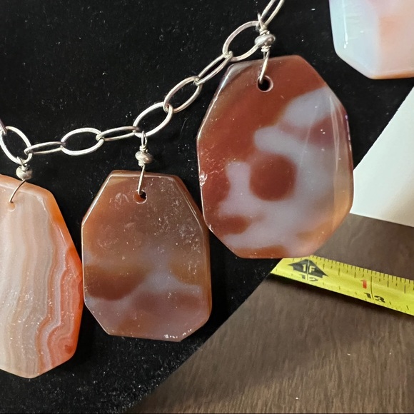 Gorgeous chunky agate necklace with silver chain LUC 925 - Picture 5 of 9